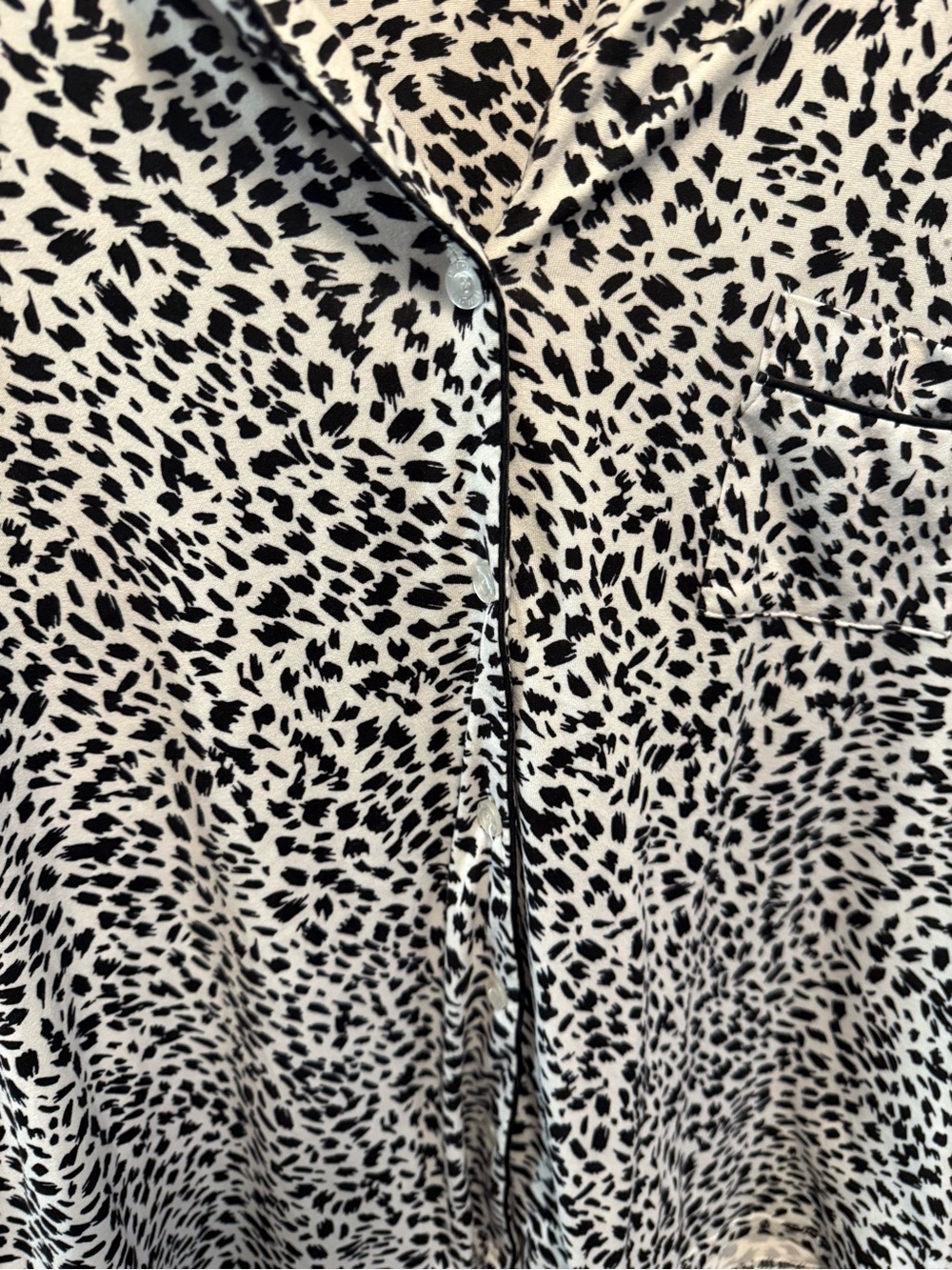 Nicole Miller Black and White Printed Short Sleeve Pajama Top - Picture 2 of 7